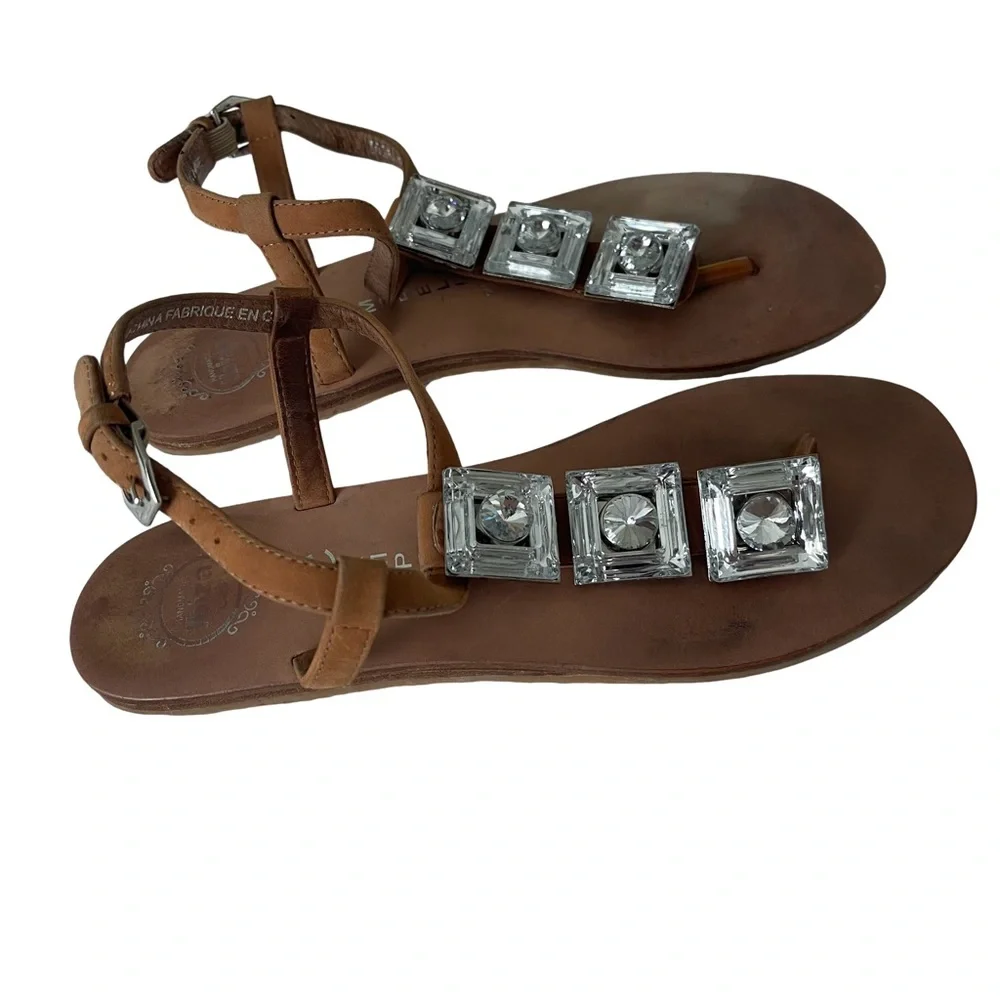 Jeffrey Campbell Rhinestone Flat Sandals. Size 8.5